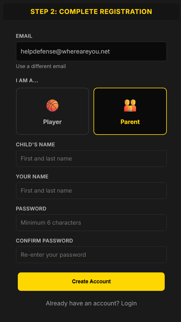 Step 2 - Complete registration